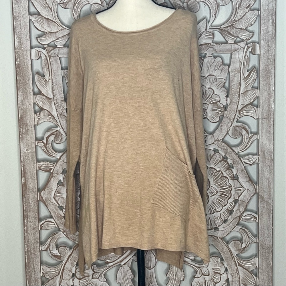 Altar’s State Oatmeal Tan Oversized Longsleeved Blouse Sz L